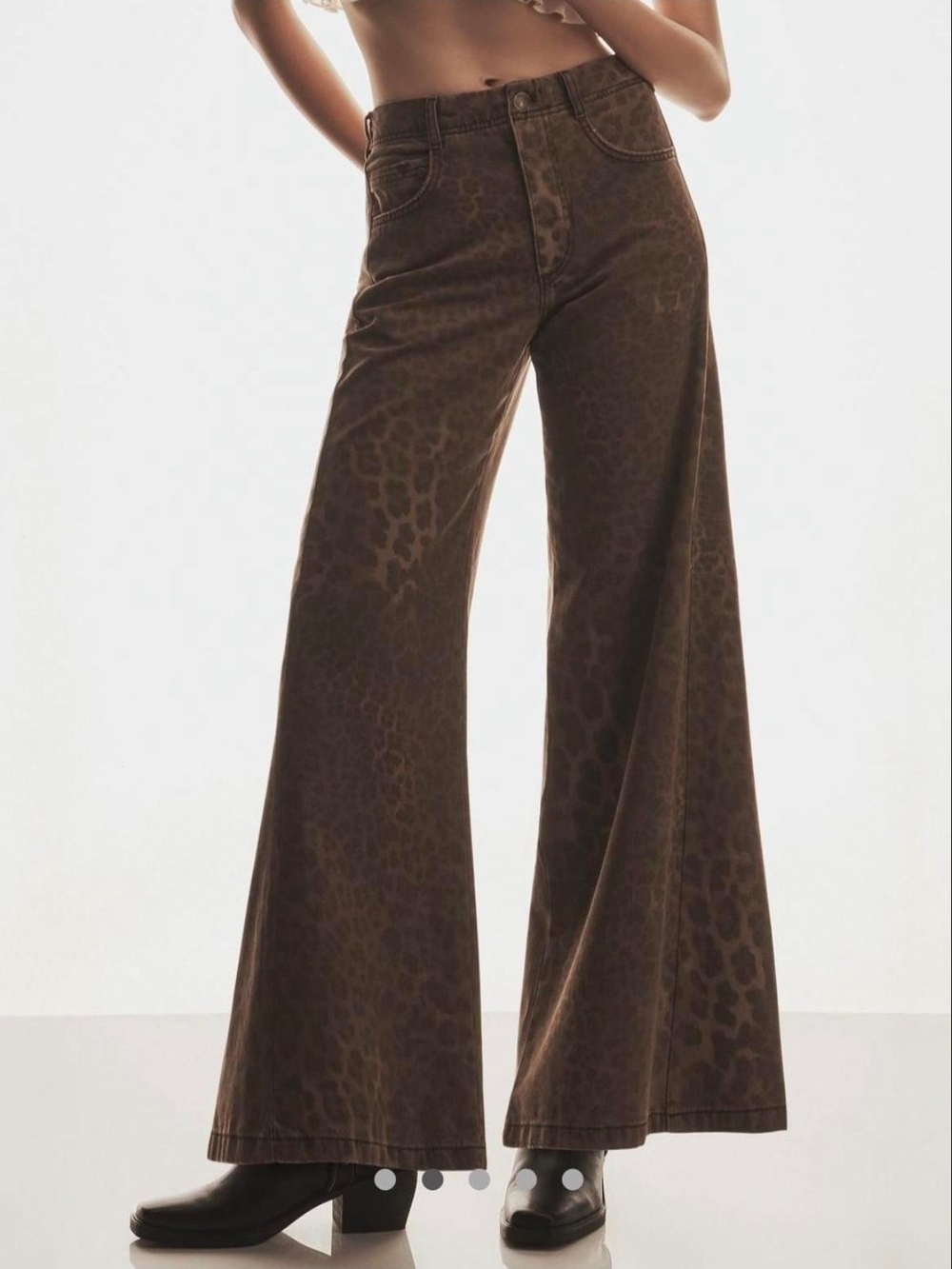 Pilcro Brown Leopard-Print Wide Leg Jeans - Picture 3 of 5